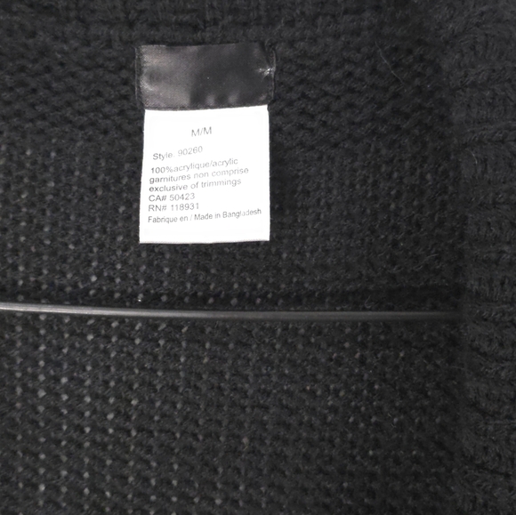 Vintage Black Ruffle Knit Long Duster Cardigan Whimsygoth Cottagecore M - Picture 3 of 8